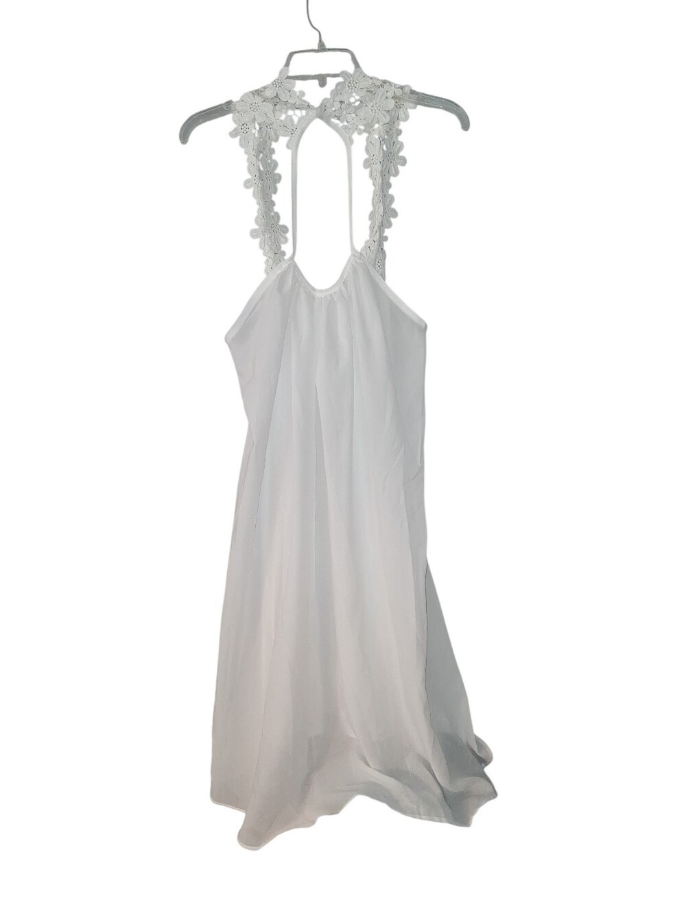 YOINS White Floral Halter Midi Dress Small Cover-up